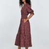 Sukienka damska midi z wiskozy z motywem kwiatowym bordowa Sheri 604