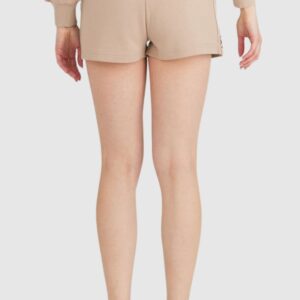 GUESS Beżowe szorty damskie z lampasami w logo