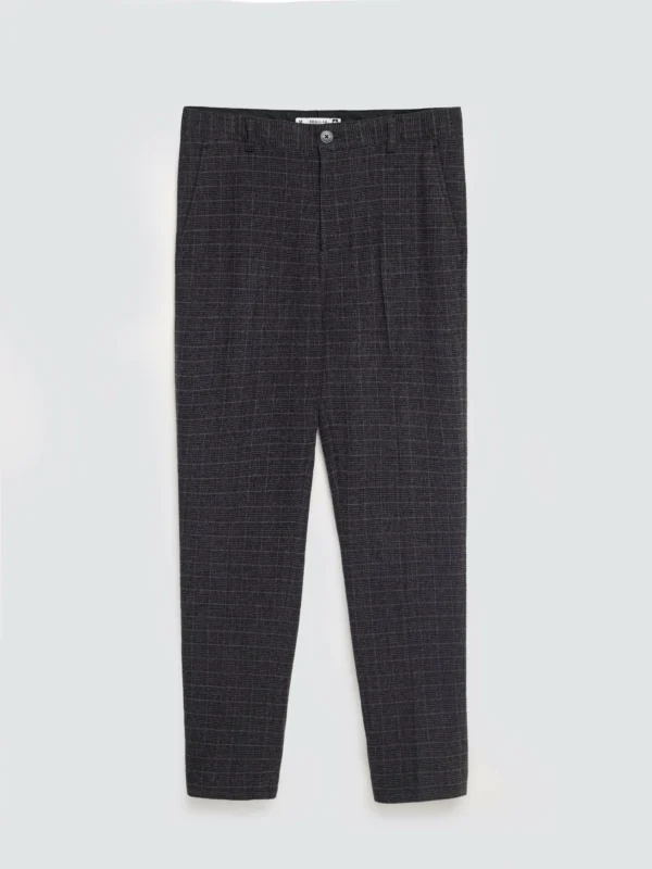 Spodnie męskie z kantem w kratę szare Jordini 903