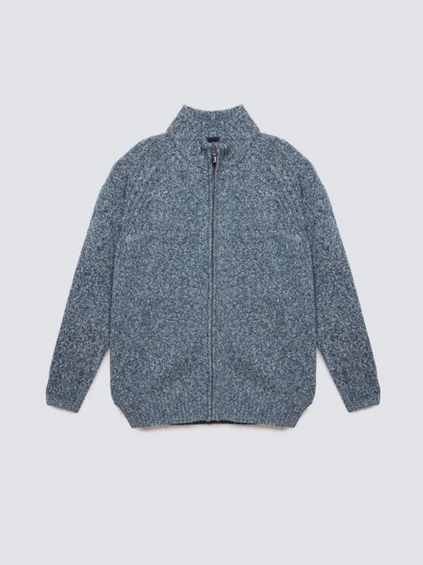 Sweter męski rozpinany melanżowy niebieski Dionis 402