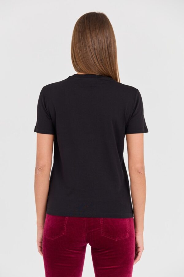 JUST CAVALLI Czarny damski t-shirt R Tiger Round Flock