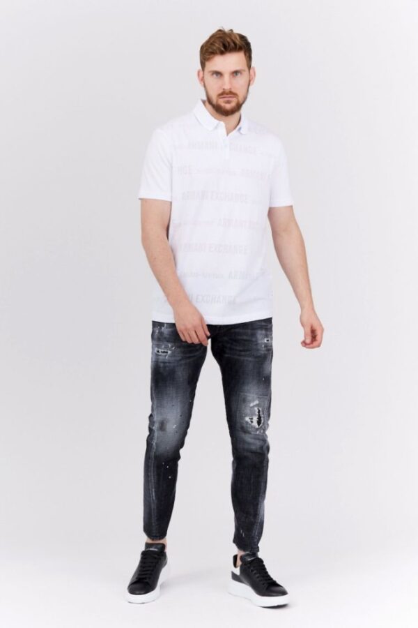 ARMANI EXCHANGE Biała męska koszulka polo w logo