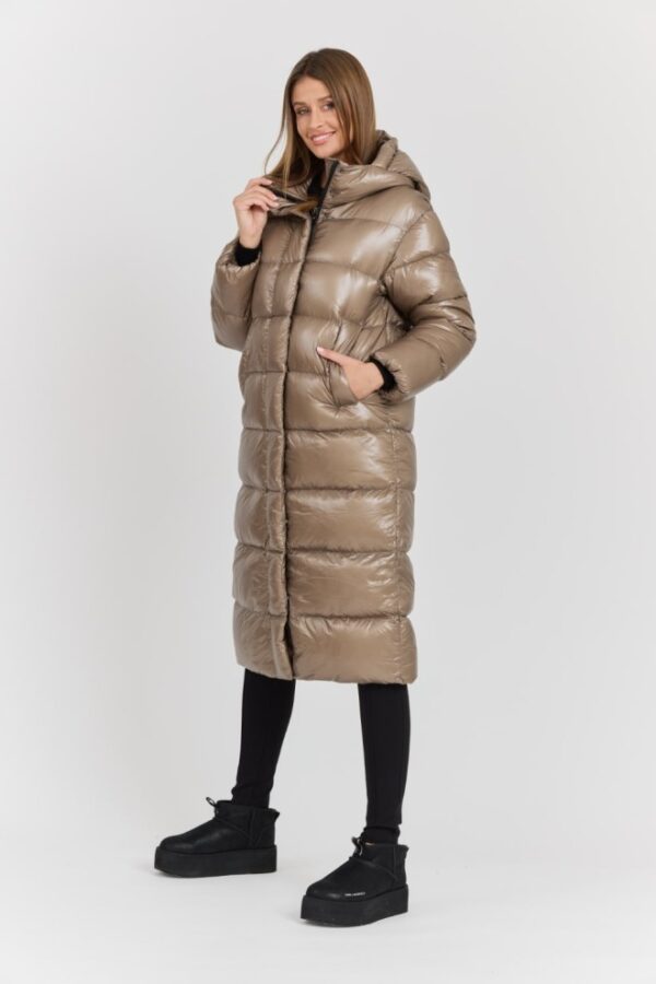 HETREGO Beżowy damski płaszcz puchowy Tara Woman Oversized Quilted Coat, Rozmiar 36 EU - 40 IT