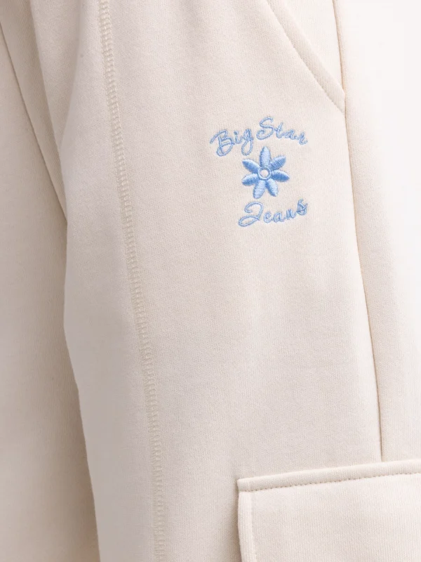 Spodnie dziewczęce dresowe cargo kremowe Naomap 103