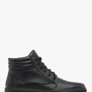 Czarne trzewiki ze skóry licowej