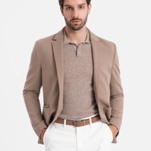 d20c40e2e57108df5e534681bb019cc781b7662b Męska marynarka z naszywanymi kieszeniami - ciemnobeżowa V3