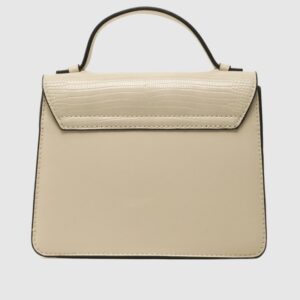 VALENTINO Mały ecru kuferek z logo carrie satche