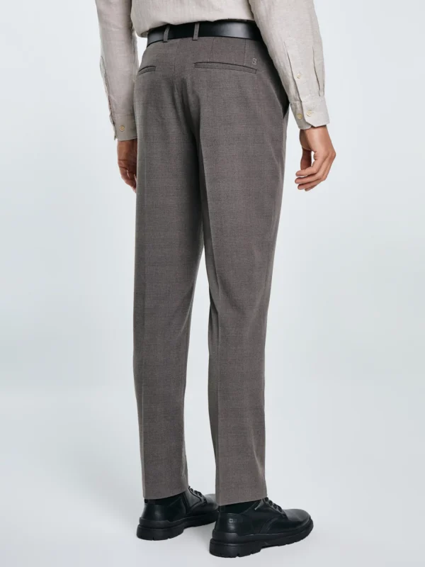 Spodnie męskie z kantem w kratę brązowe Jordini 803