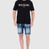 BALMAIN Czarny męski t-shirt z wypukłym gumowym logo, Rozmiar 2
