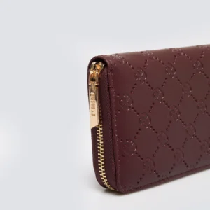 Portfel damski z ozdobnym tłoczeniem bordowy Lisetto 604