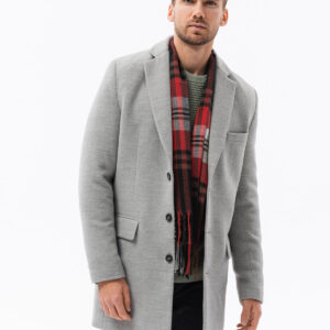 Płaszcz męski klasyczny jednorzędowy - jasnoszary V4