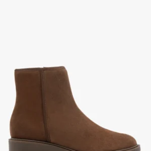 Brązowe botki ze skóry welurowej