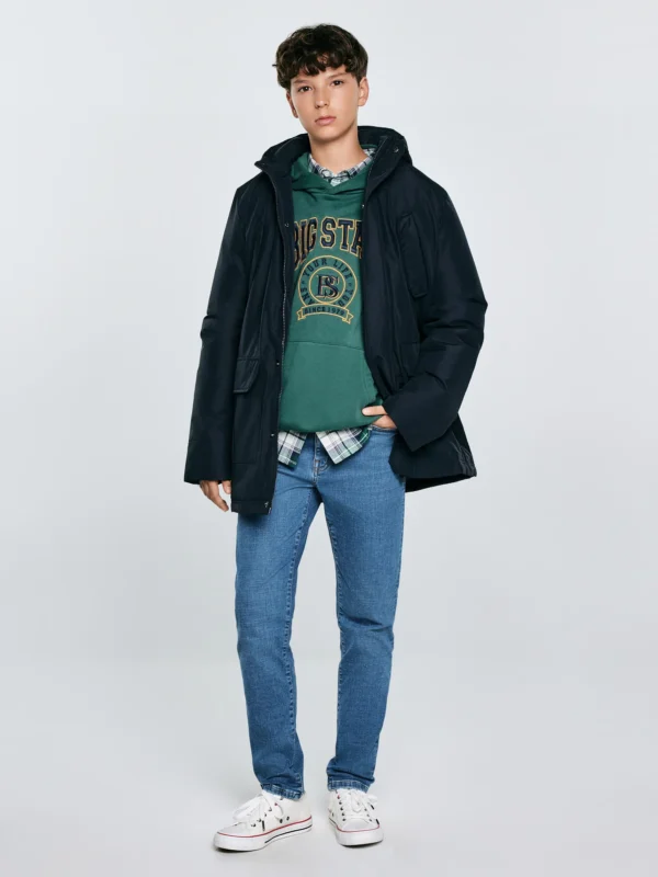 Kurtka chłopięca z kapturem granatowa Oskar 404