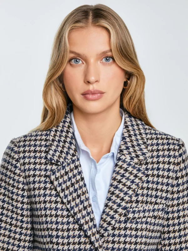 Marynarka damska slim w pepitkę z dodatkiem wełny Neida 000