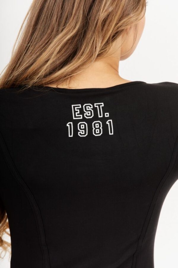 GUESS Czarne body damskie na długi rękaw z logo