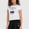 JUICY COUTURE Biały t-shirt damski z wisienkami slim