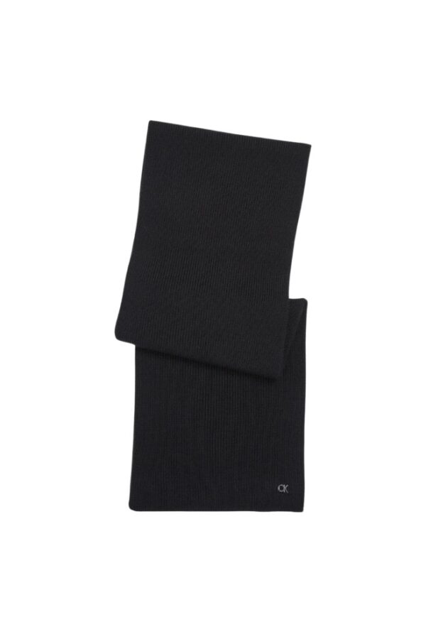 CALVIN KLEIN Czarny damski wełniany szalik z domieszką kaszmiru