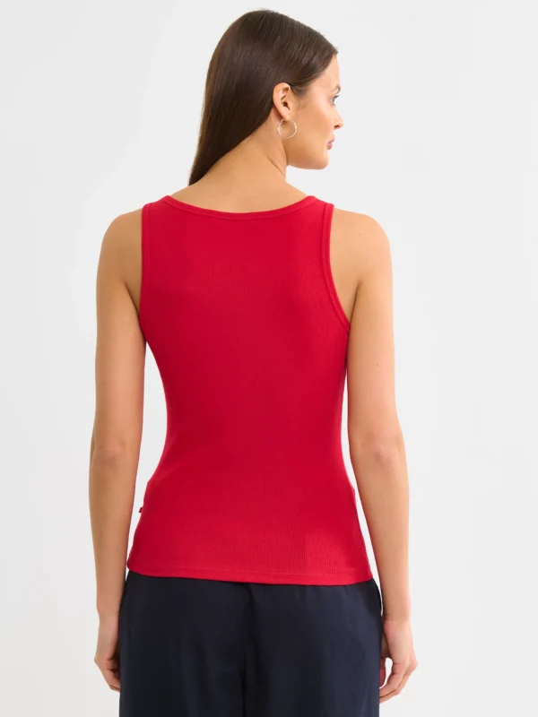 Koszulka damska na ramiączkach prążkowana czerwona Aurela 603