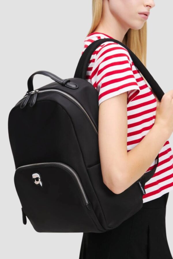 KARL LAGERFELD Czarny plecak Ikon Nylon Backpack