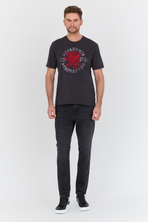 AERONAUTICA MILITARE Szary bawełniany męski t-shirt M.C