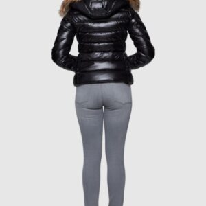 HETREGO Czarna damska puchowa kurtka Holly z odczepianym kapturem, Rozmiar 42 EU - 46 IT