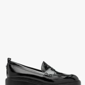 Czarne lakierowane mokasyny damskie