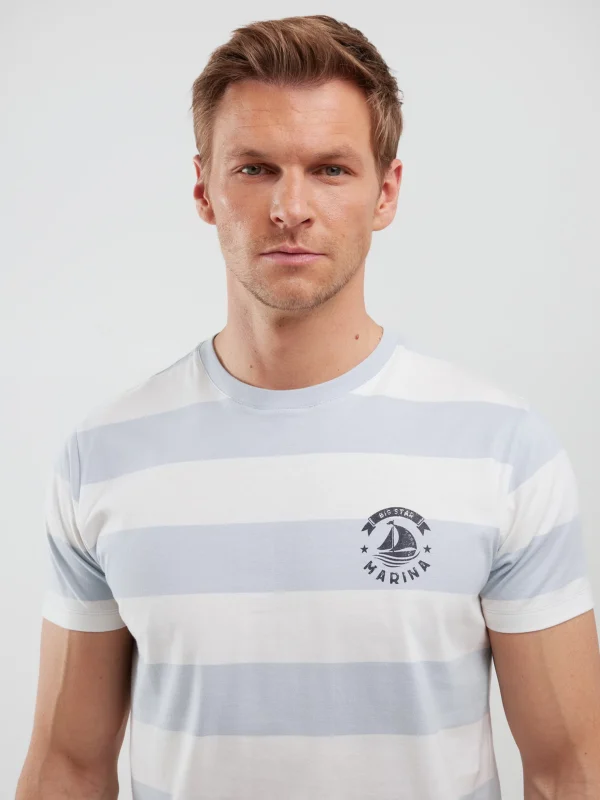d99a3f8328e1b51198606aabd1eae0e3addf3dac Koszulka męska w paski biało-niebieska Remir 400