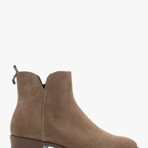 Piaskowe botki damskie z ozdobną cholewką