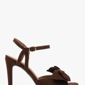 Ciemnobrązowe sandały damskie na szpilce