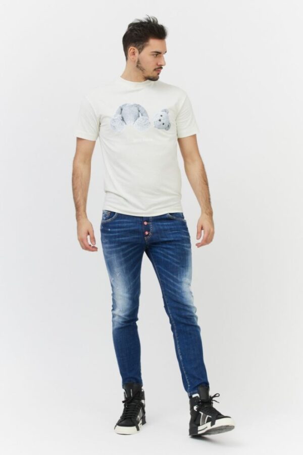 PALM ANGELS Biały t-shirt męski z misie
