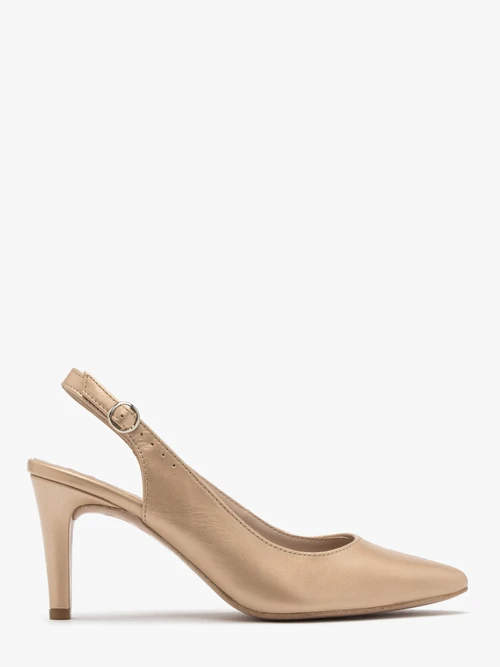 Złote czółenka typu slingback
