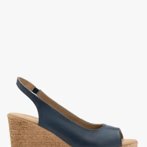 Granatowe sandały damskie na sznurkowym obcasie