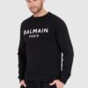 BALMAIN Czarna bluza męska z dużym białym logo