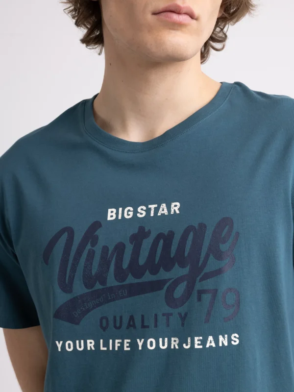 Koszulka męska z nadrukiem na piersi zielona Gralis 304