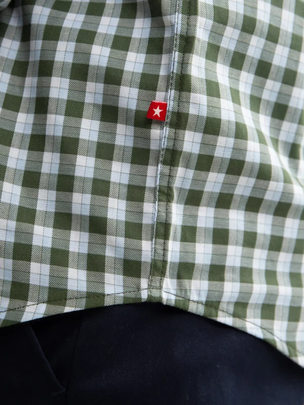 Koszula męska bawełniana w kratę zielono-białą Frankinis 303