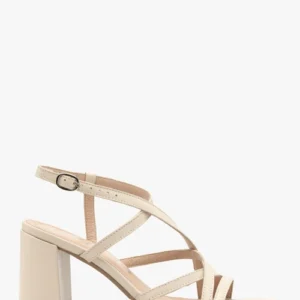 Kremowe sandały damskie na stabilnym obcasie