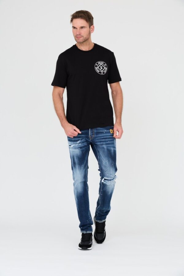 JUST CAVALLI Czarny męski t-shirt Fiche