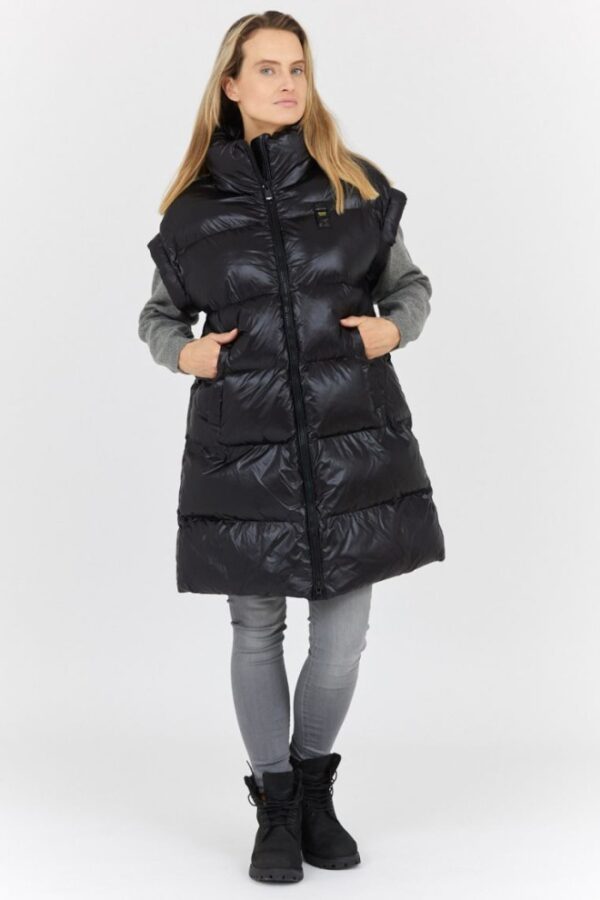 BLAUER Długi czarny bezrękawnik damski Daisy