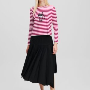 dcca9c0a825048dc8e75c3fd095ab94de5aab050 KARL LAGERFELD Czerwono-biały damski lonsgleeve Ikon Print Stripe