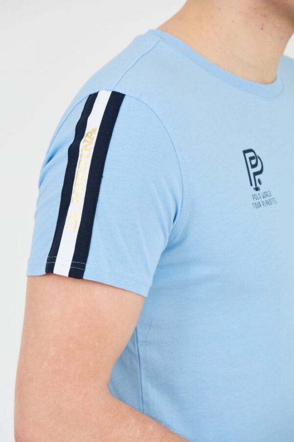 LA MARTINA Błękitny męski t-shirt Jersey