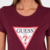 GUESS Bordowy damski t-shirt bawełniany Original Tee