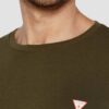 GUESS Zielony męski t-shirt z okrągłym dekoltem