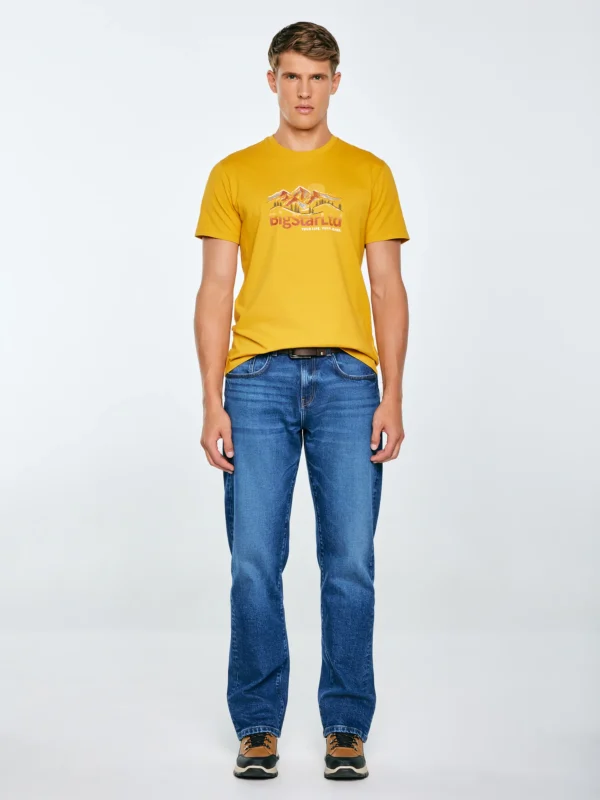 Koszulka męska z nadrukiem żółta Mifer 201