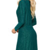 Suknia wieczorowa z rozcięciem na nodze długi rękaw butelkowa zieleń