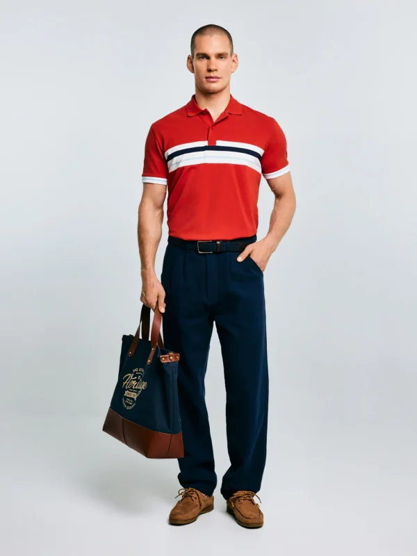 Spodnie męskie loose z dodatkiem lnu granatowe Patrik 403