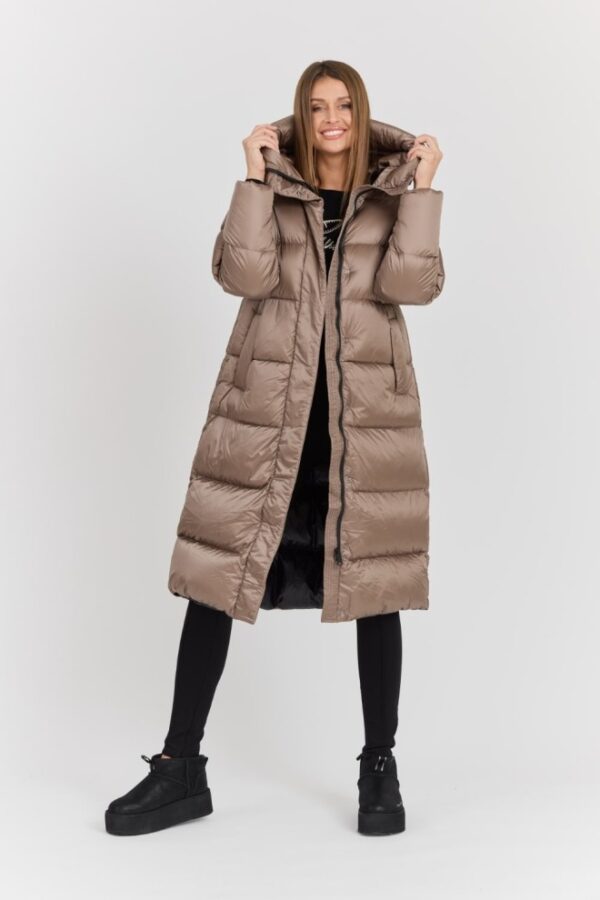 HETREGO Beżowy damski puchowy płaszcz Karen Woman Quilted Coat, Rozmiar 38 EU - 42 IT