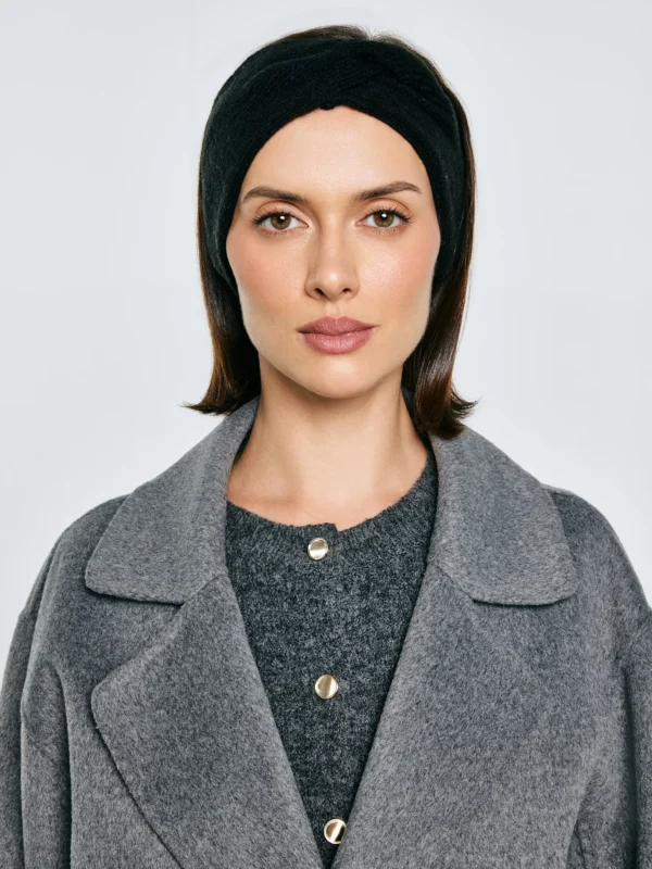 Opaska damska z ozdobnym splotem czarna Facita 906