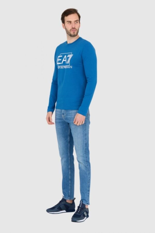 EA7 Niebieski męski bawełniany longsleeve