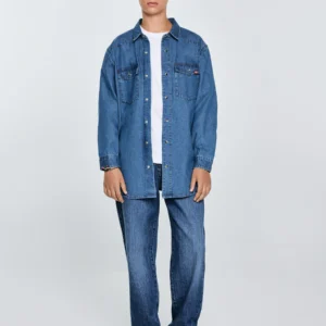 Koszula chłopięca jeansowa niebieska Western 121