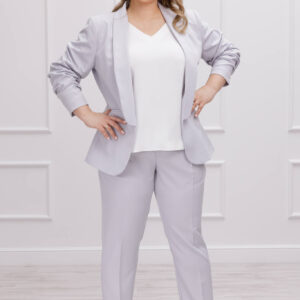 Elegancki żakiet Neva w popielatym kolorze XXL OVERSIZE WIOSNA